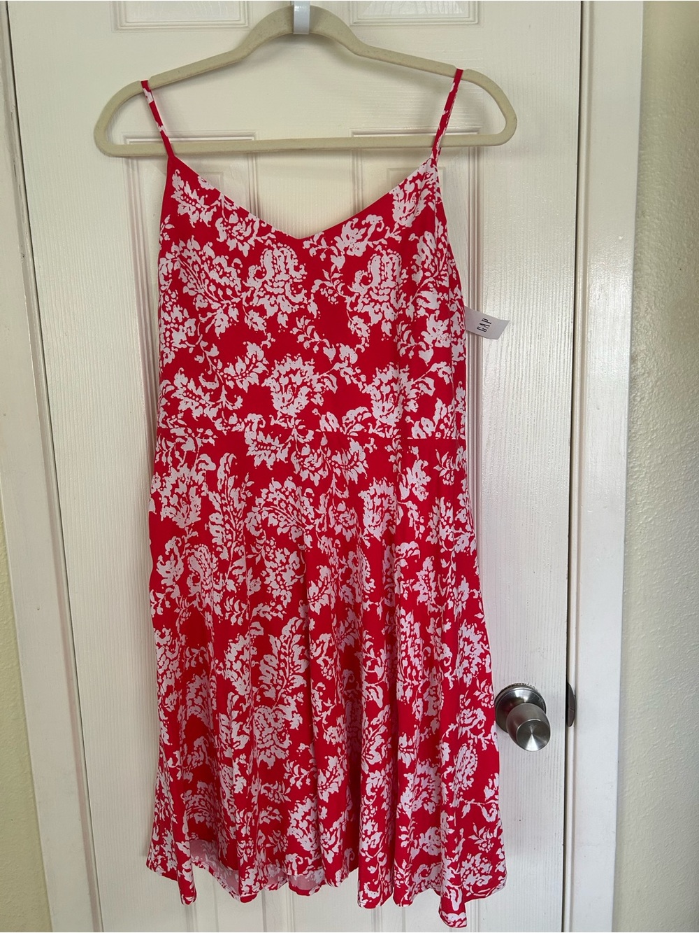 GAP Red & White Floral Spaghetti-Strap Dress